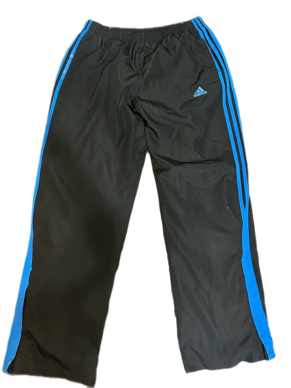 Adidas Black Track Pants with Blue Side Stripes